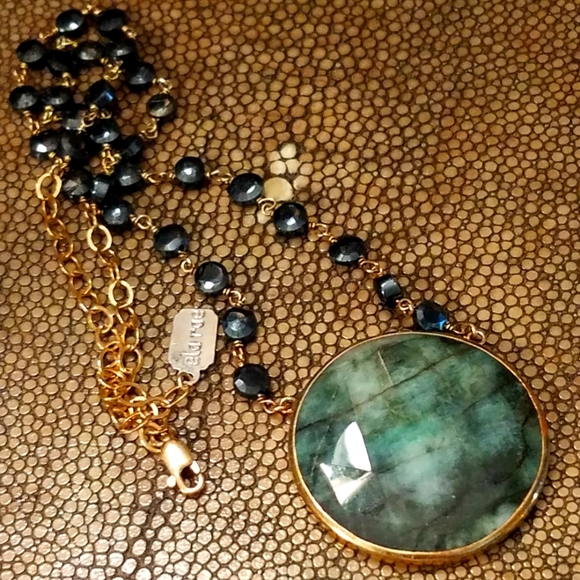 NEW Ela Rae, "Morah" Raw Emerald, Coin Necklace.  NWOT - Picture 3 of 7